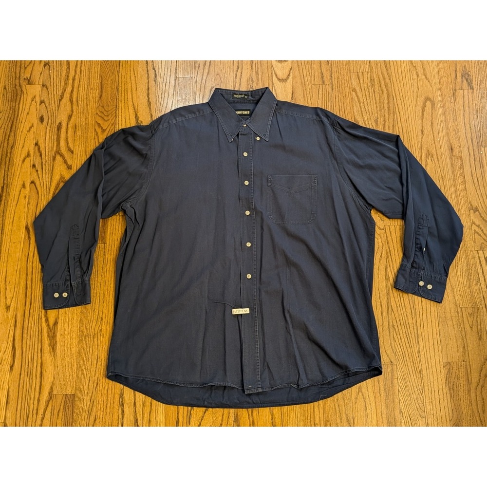 Vintage Britches Great Outdoors Long Sleeve Navy Blue Button Up Shirt Men's XL